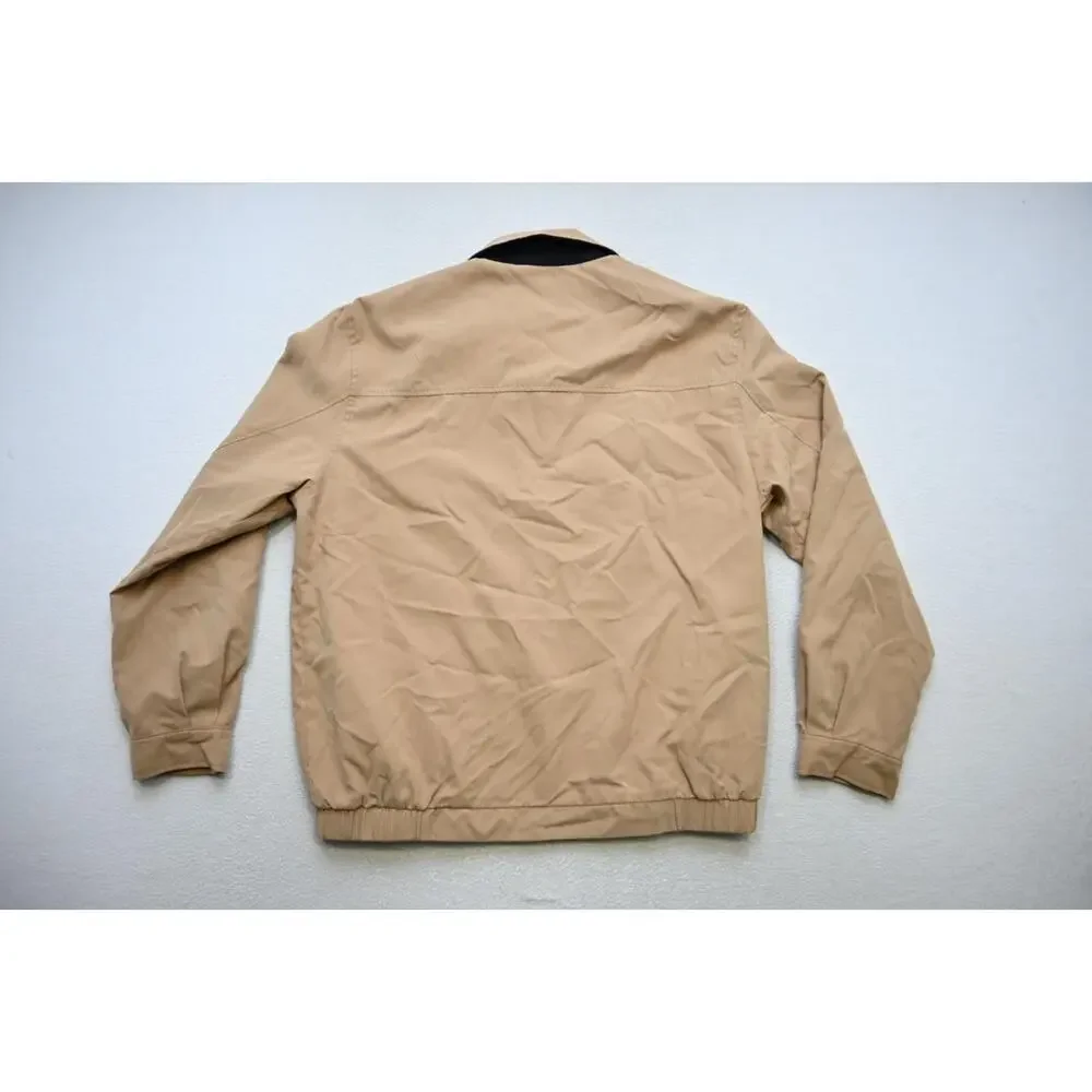 Peter Millar Lined Light Weight Golf Jacket Beige Pull Over Mens Size Large‎